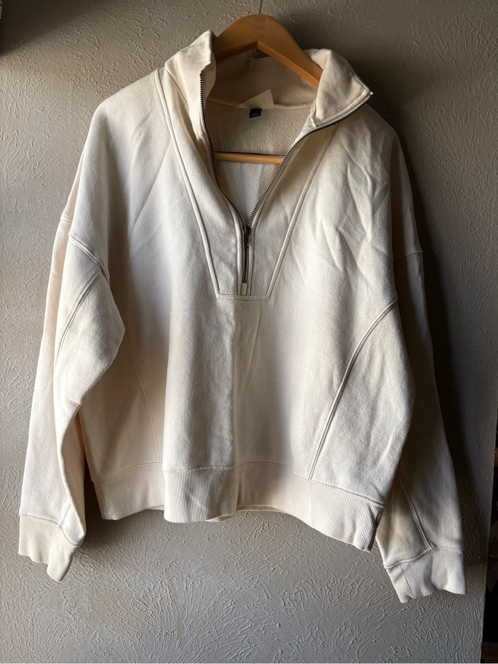 Universal Thread Cream Half-Zip Bomber Sweatshirt